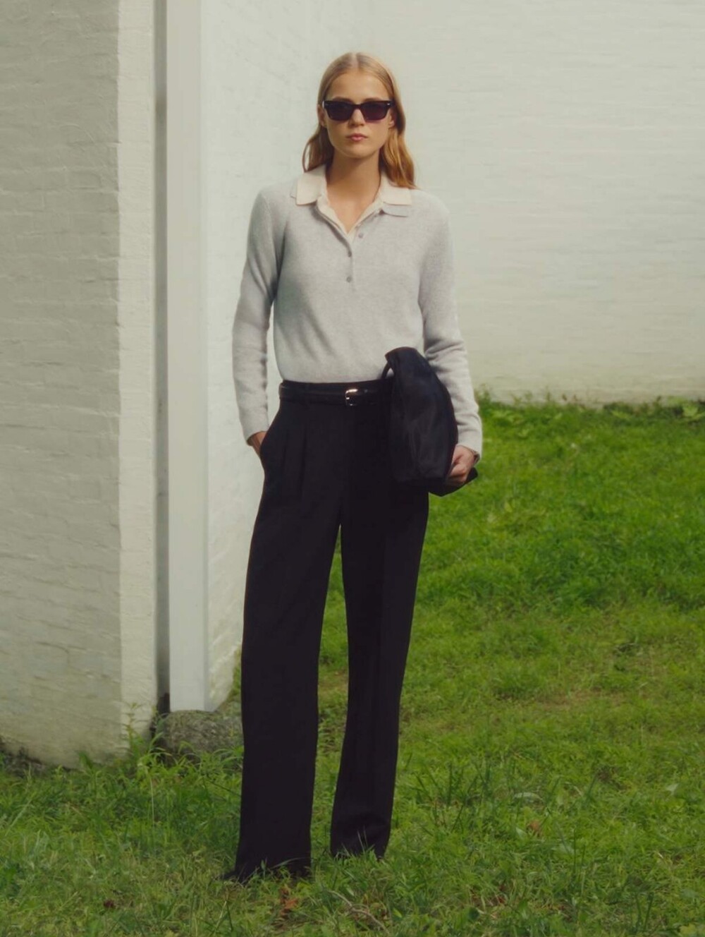 Aritzia Wilfred Pink Cashmere Collard Sweater